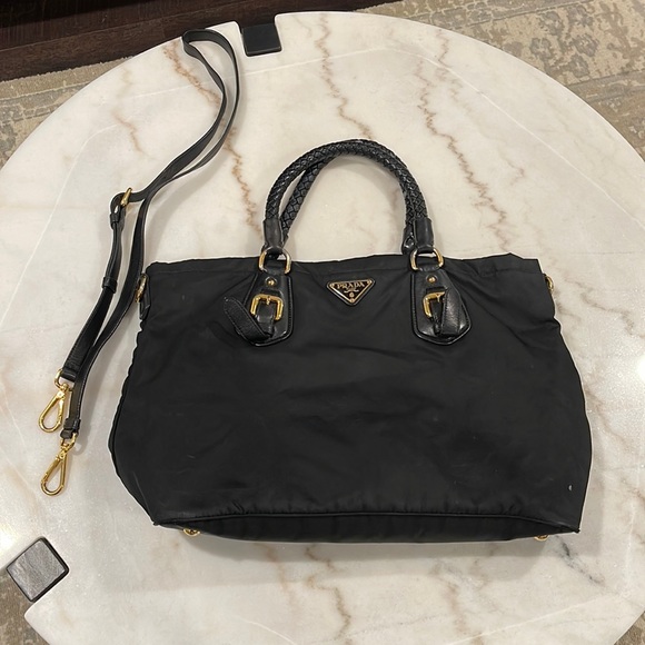 Prada Handbags - Authentic Prada Tote bag Nylon Tessuto Handbag Black Strap shoulder bag